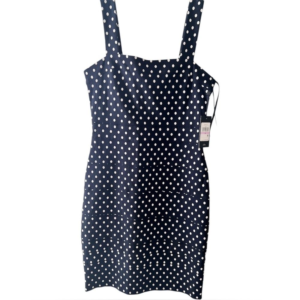 TommyHilfiger Navy Polka Dot Sleeveless Sheath Stretch SZ 6 NWT Summer Sexy EC